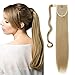 Produktbild Ponytail Clip in Pferdeschwanz Extension Haarteil Haarverlängerung Zopf Hair Piece Glatt wie Echthaar Mittelblond Glatt-23"(58.5cm) 90g