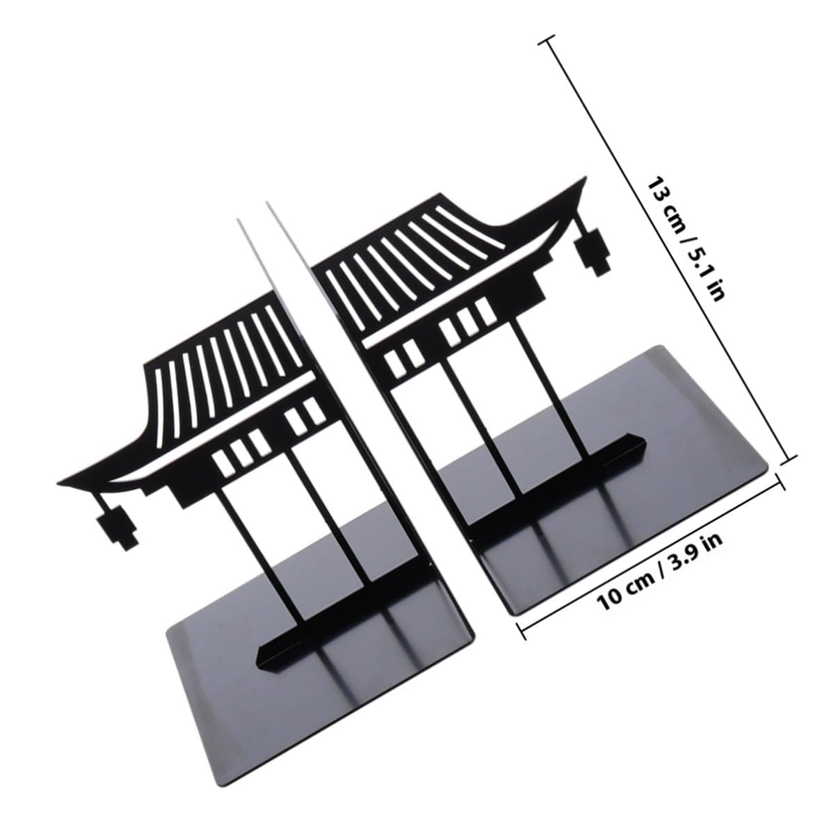 Buchstützen aus Metall 1 Paar Schwarz, Chinesischer Stil | Praktisch Verarbeitet, für Klassenzimmer und Bibliotheken, für Sammler und Buchliebhaber