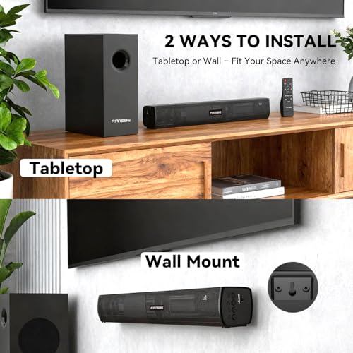 TV Sound Bar Subwoofer Bluetooth, Home Theater Sound Bar System, TV Speakers Sounds Bars Subwoofer, Hdmi(ARC) OPT COAX AUX USB 2.1ch Home Audio TVs/PC/Projector Treble Bass 3 Modes Remote, Black - Image 6