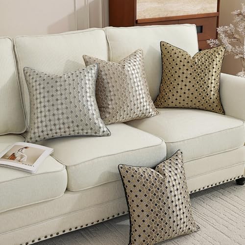 TAOSON Pack of 2, Luxury High Precision Jacquard Modern Brown Gold Pattern Deco Throw Pillow Covers Cushion Cases Square Pillowcase for Sofa Couch Bedroom Living Room Home,18x18 inch S062 by TAOSON - Used condition - Image 7