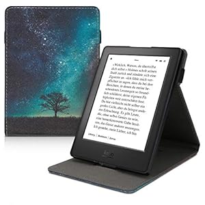 kwmobile hoes compatibel met Kobo Aura H2O Edition 2 – Hoesje voor ereader in blauw/grijs/zwart – Sterrenstelsel en Boom