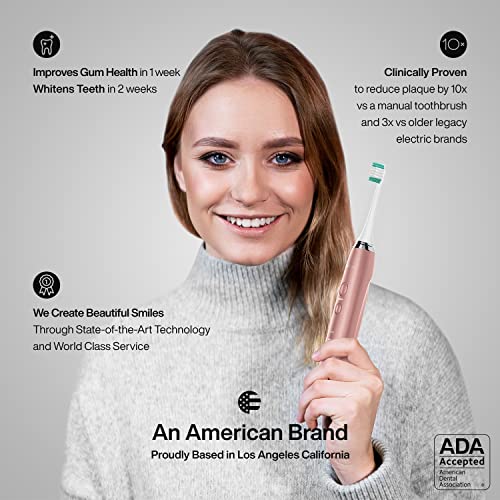 Aquasonic Vibe Series Ultra Whitening Toothbrush ADA Accepted Power Toothbrush 8 Brush Heads