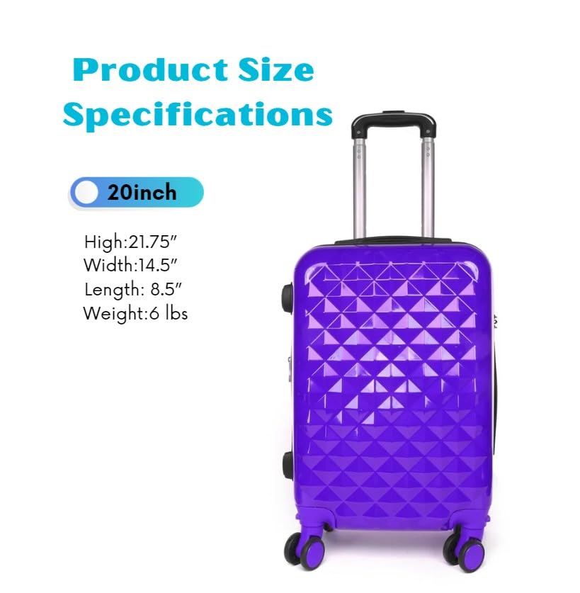 SIAM'S Hardside Expandable Spinner Wheel,Luggages, Teal, 20" Carry-On (PURPLE)2