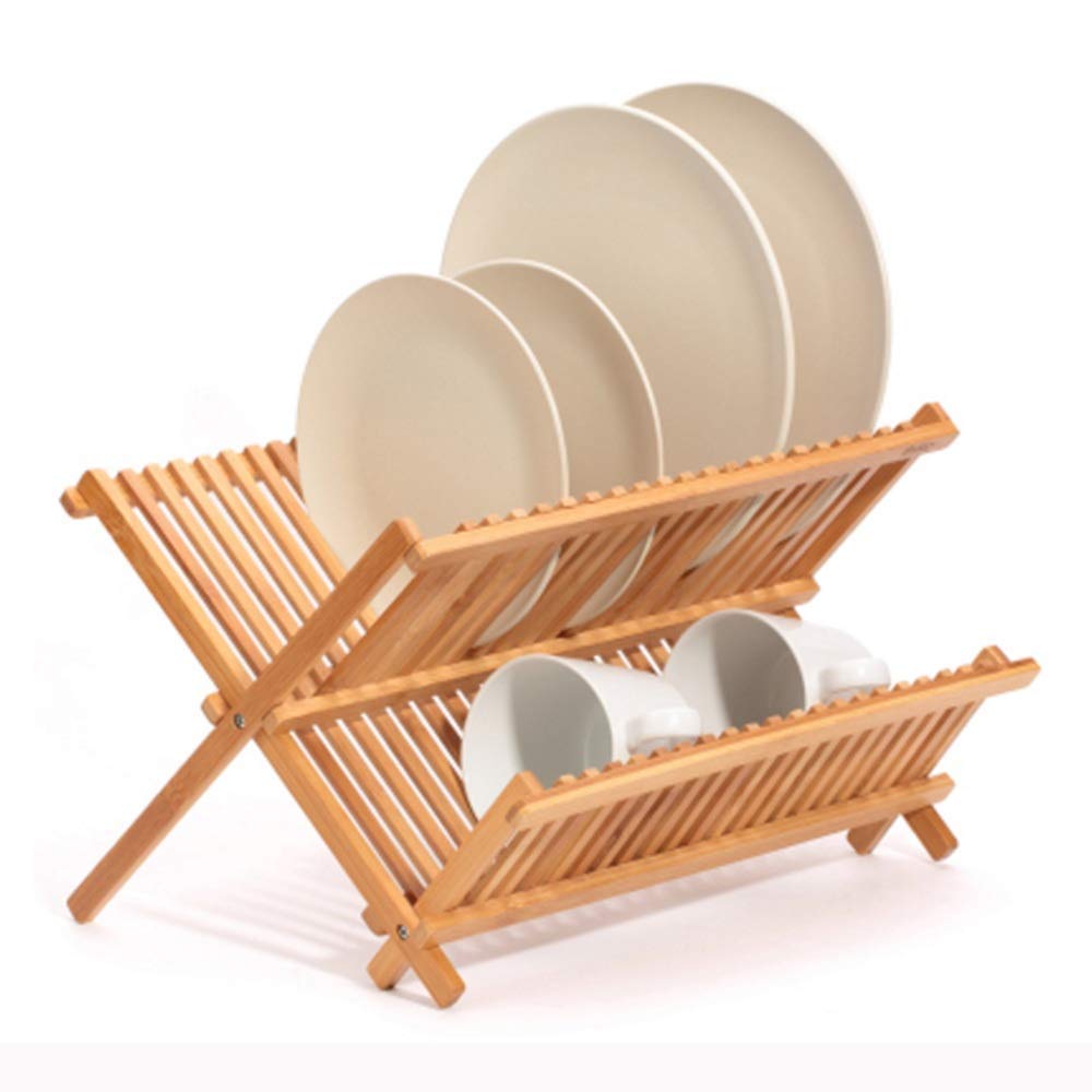 Scaffale da Cucina per Ripiano, Scolapiatti Scolapiatti Scolapiatti Pieghevole, Scolapiatti Pieghevole Scolapiatti Realizzato in Bambù Naturale Al 100%