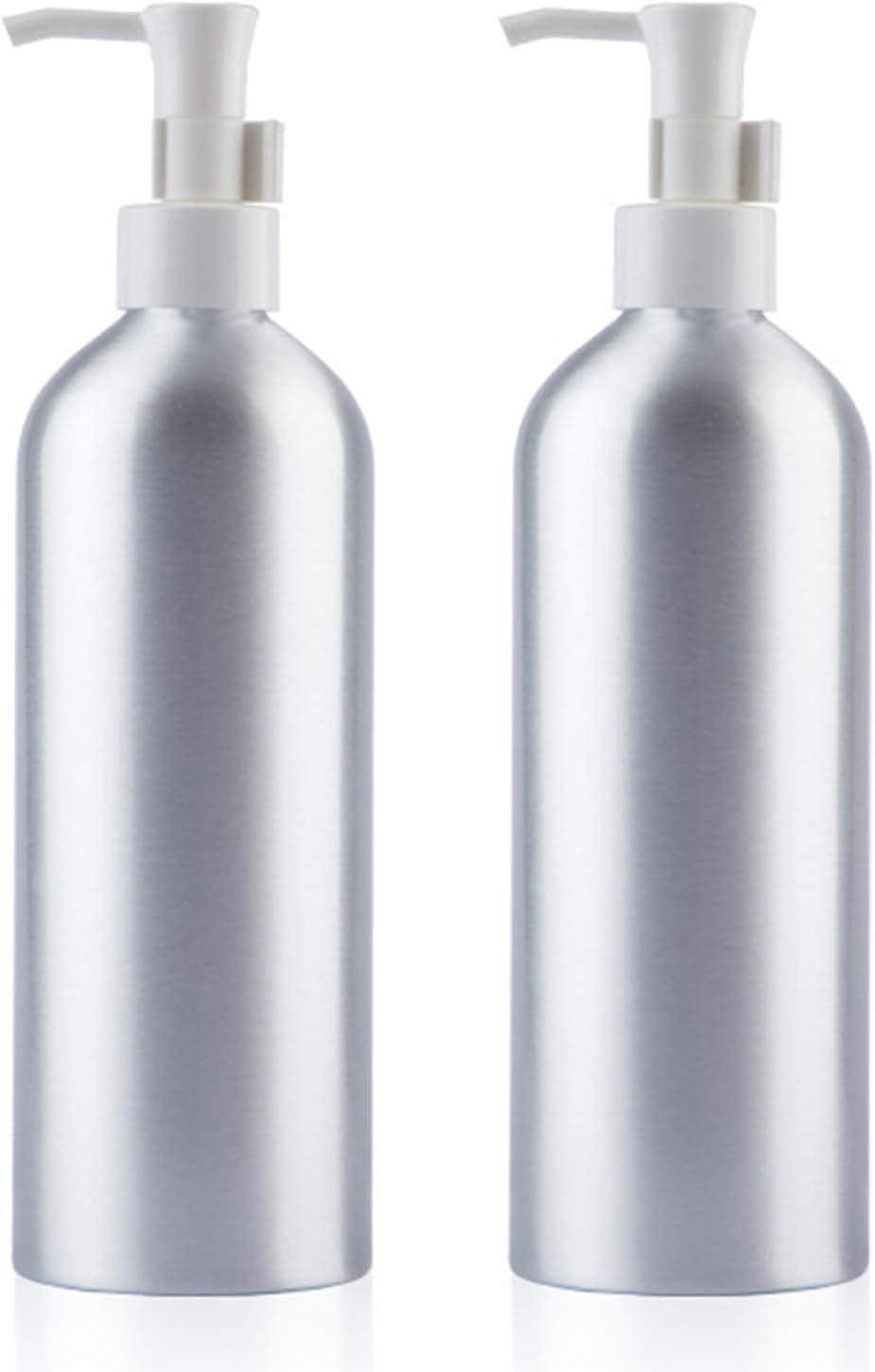 Aluminum Lotion Pumps Bottle 500ml/16.9oz 2 Pack Metal Empty Refillable Dispensers Set with Lock for Liquids Soap Shampoo Lotions Creams Skincare Cosmetic Storage