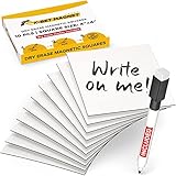 Dry Erase Magnetic Labels 4x4 - Blank Reusable Sticky Notes - Magnetic Notepads for Fridge - Dry...