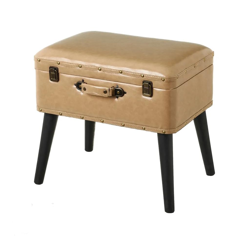 Pouf Contenitore Relaxdays - Design Vintage Italia, Pieghevole, Imbottito, 38x37,5x37,5 Cm, Bianco, Per Soggiorno O Camera