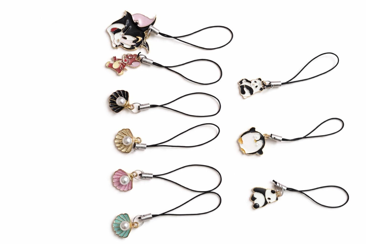 ISOVA Pack of 9 Cute Cut out panda pendant phone charms aesthetic for girls women backpack hanging keychain key ring gold accessories necklace bracelet lobster clasp thread Ornament decor Smart combo-image-13