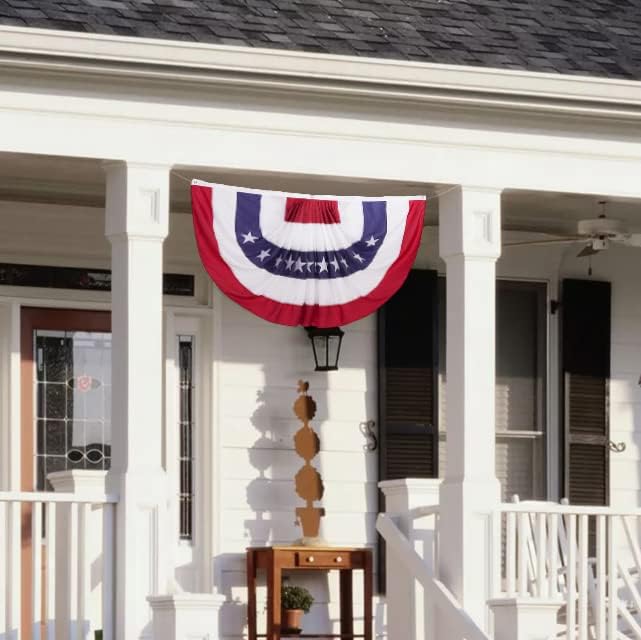 Bradford 6 Pack American Bunting Flags 3x6 ft for Outdoor Made in USA Embroidered USA Bunting Flags with 3 Brass Grommets, US Pleated Fan Flag Patriotic Half Fan for 4th of July Memorial Day - Image 6