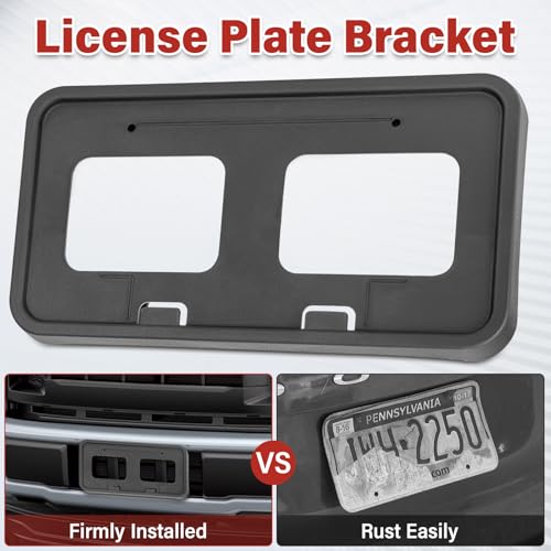 Image of License Plate Bracket Accessories for Ford F250 F350 F450 F550 Super Duty 2011 2012 2013 2014 2015 2016, Front Bumper License Plate Holder Replacement Frame Black Mount