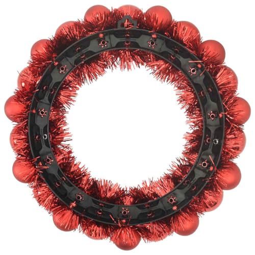 Couronnes de boules de Noël rouges intérieur extérieur 33cm suspendre lot de 2 - 5