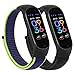 Nylon Bands for Amazfit Band 5 Replacement Strap Women Men, 2 Pack Soft Nylon Sport Strap Compatible with Amazfit Band 5 Wristband Watchband Accessories (Black+Neon Lime)