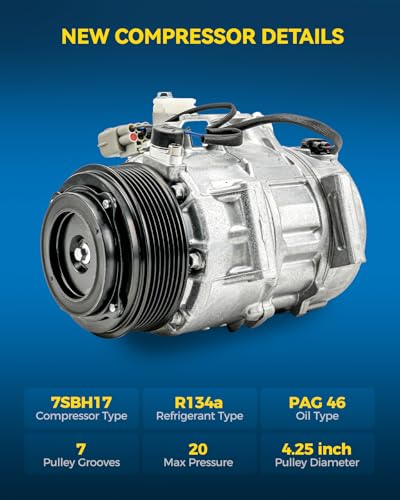Image of PHILTOP 158323 NEW Air Conditioner AC Compressor with Clutch Compatible with Toyota Highlander 2008 2009 2010 3.5L, Air Conditioning Compressor