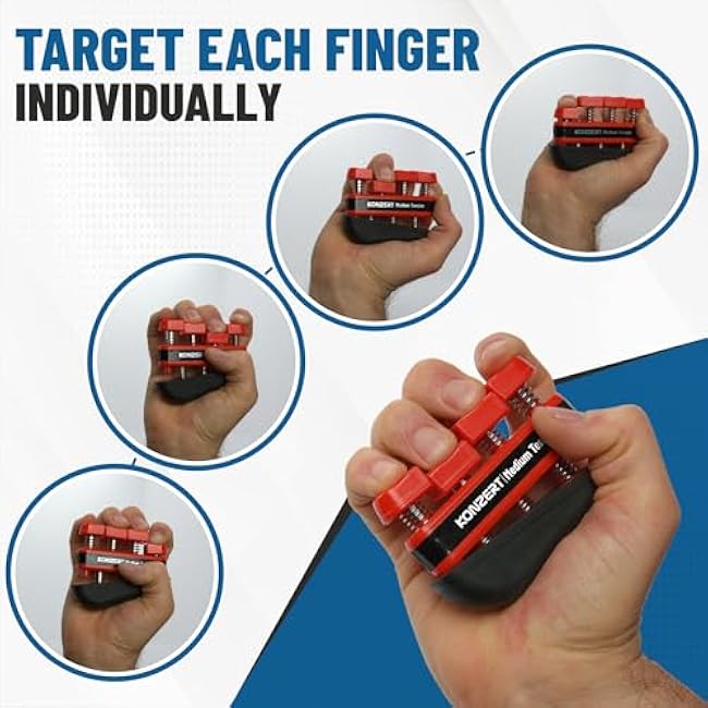 Finger Strengthener - Grip Strength Trainer, Forearm & Hand Gripper Exerciser, Strengthening Grip for Therapy, Guitar Handgrip, Wrist Strengtheners