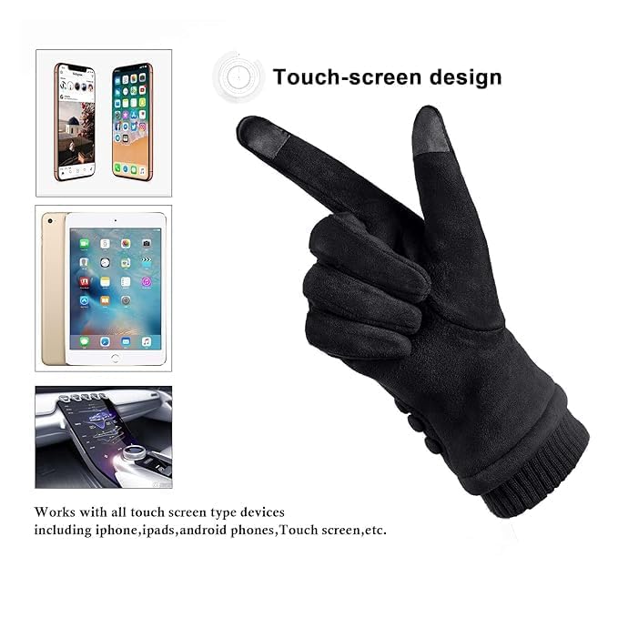 Image of Tomorrow Winter Gloves for Women, Cold Weather Suede Gloves, Touchscreen Gloves for Women, Gloves for Cold Weather and Outdoor Activities,Plush lined gloves, Thermal winter gloves