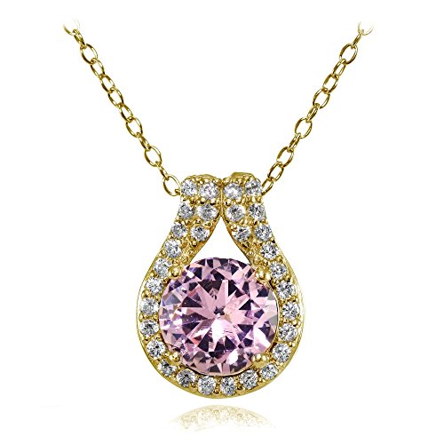 Bague Tourmaline rose et Zircone cubique en Argent 925 doré éclatant