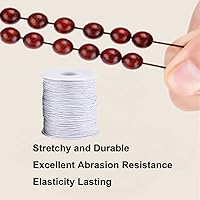 Vista 5 de Cuerda elástica para pulseras, 1 mm x 100,6 metros de cordón elástico resistente para hacer joyas, collares, ensartar cuentas - Blanco