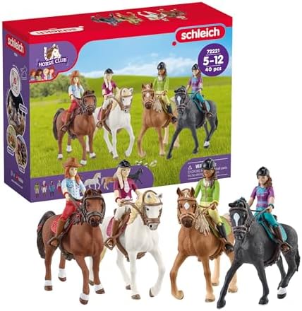 Schleich Horse Club | Ausritt 72221 | ab 5 Jahren | 40 Teile | 4 bewegliche Figuren und 4 Pferde | Geschenk für Mädchen und Jungen | Pferde Spielzeug für Kinder | exklusiv bei Amaz