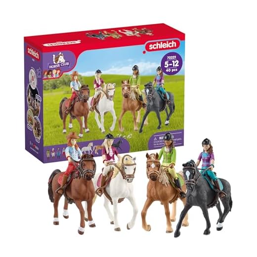 SCHLEICH Horse Club | Ausritt 72221 | 4 bewegliche Figuren und 4 Pferde | tolles Geschenk für Mädchen und Jungen | Pferde Spielzeug für Kinder ab 5 Jahren | Set aus 40 Teilen | exklusiv bei Amazon