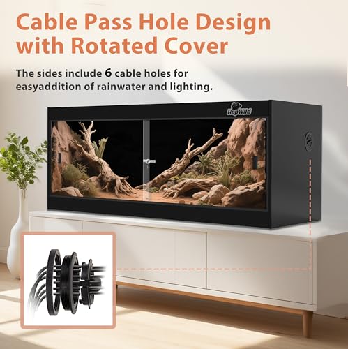 Image of 4x2x2 (120 Gallon) PVC Reptile Enclosure, RepWild Terrarium /Tank with Heavy-Duty Screen Top, Glass Sliding Doors & Lock for Bearded Dragons, Ball Python, Geckos, Lizards