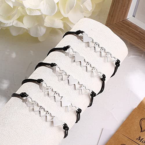 Image of Desimtion Mom and Daughter Bracelets for 2, 3, 4, 5, 6, Mother Daughter Matching Heart Bracelets - Birthday Gifts for Mom from Daughter