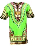 KlubKool Dashiki Shirt Tribal African Caftan Boho Unisex Top Shirt (Light Green,X-Small)