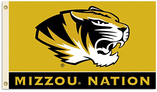 BSI PRODUCTS, INC. - Missouri Tigers 3’x5’ Flag with Heavy-Duty Brass Grommets - MU Football, Basketball, and Baseball Pride - High Durability for Indoor and Outdoor Use - Great Gift Idea - Yellow