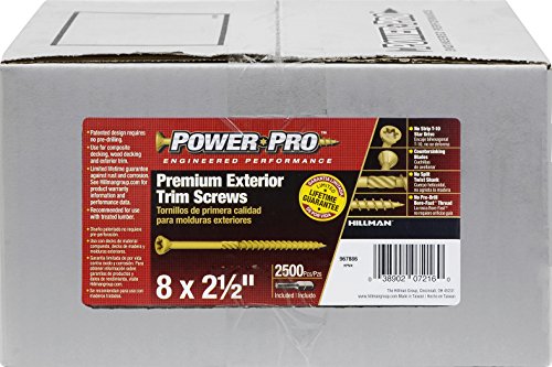 Power Pro 967886 Trim Screws, #8 X 2-1/2", All Purpose Wood, Deck, Composite, And Exterior Trim Screws, Rust Resistant, Bronze, 2500Pcs Box #TOP1