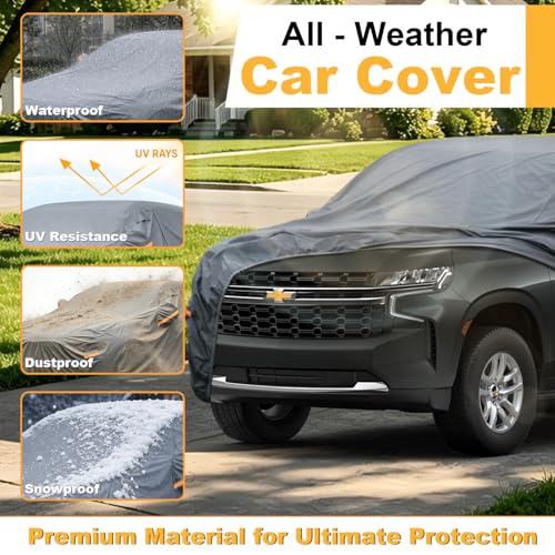 Image of GUNHYI Multi-Layer Large SUV Car Cover Waterproof All Weather Heavy Duty, Universal Fit Cadillac Escalade ESV, Chevrolet Chevy Suburban, Ford Expedition Max, GMC Suburban, Lincoln Navigator LWB etc.