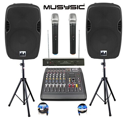 Complete Professional 2000 Watts Complete PA System 6 Ch Mixer 10" Speakers Dual