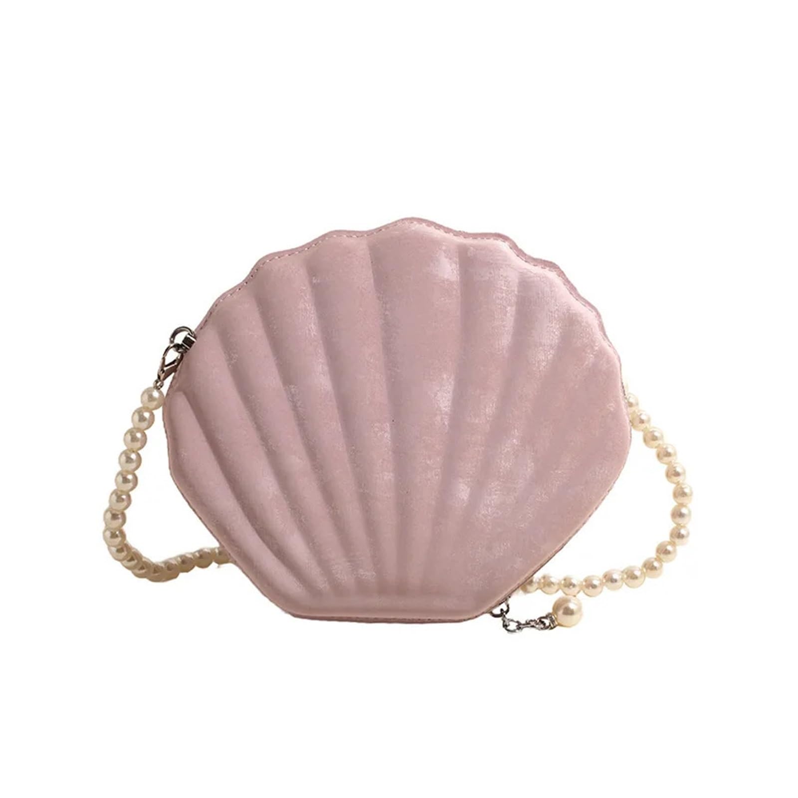 Conchiglia pochette borse Borsa da donna in velluto con texture tinta unita, borsa da sera con conchiglia, pochette con catena di perle, borse a tracolla da donna Per gli spostamenti quotidiani(Light