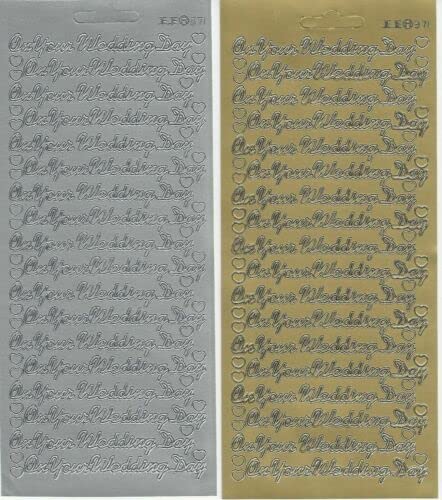 TRTO 1Pcs On Your Wedding Day Silver Gold Peel Off Sticker Sheet Card Making Crafts