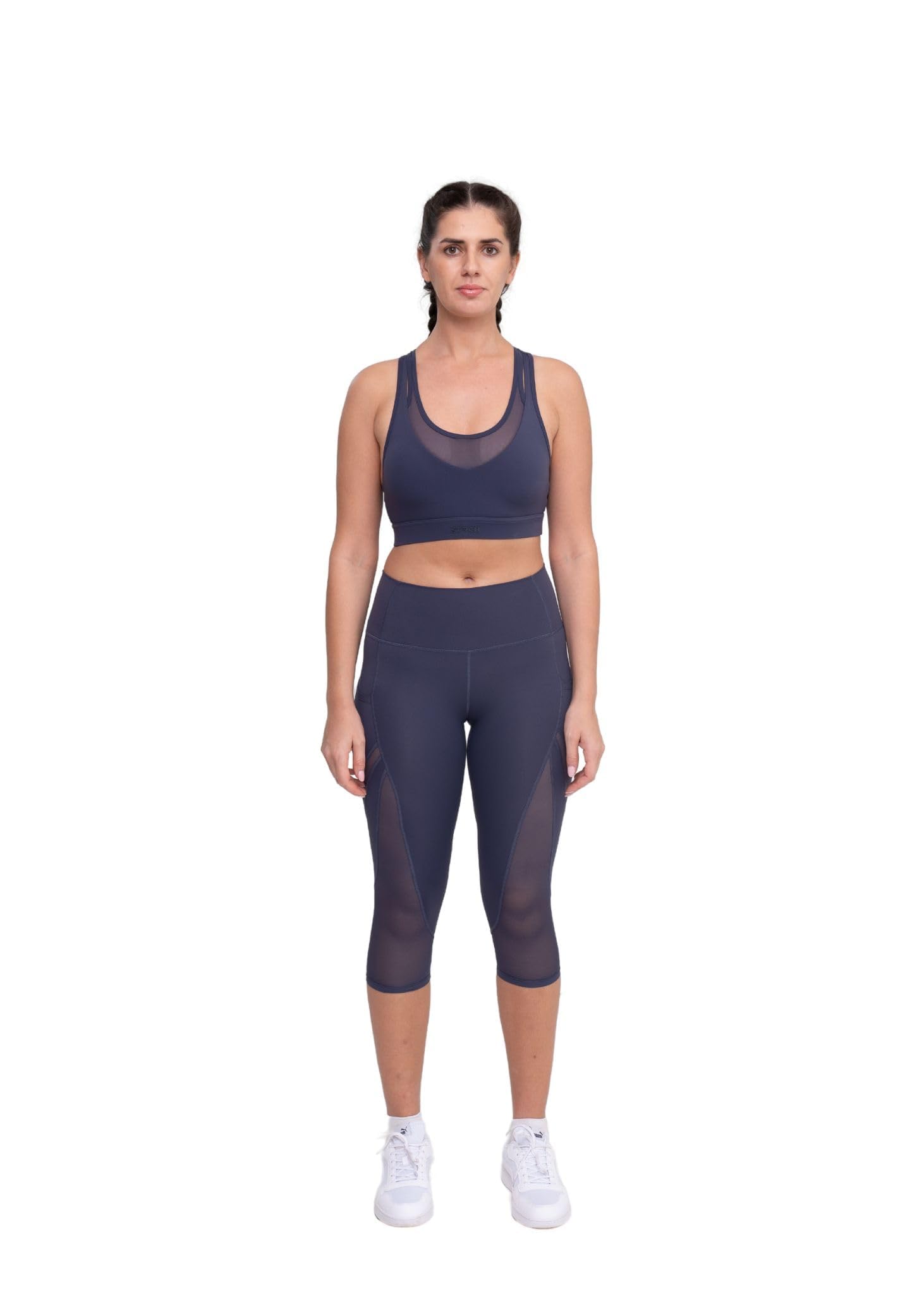 Nylon Women Breathable Mesh Sports Bra | Large| Blue-image-42