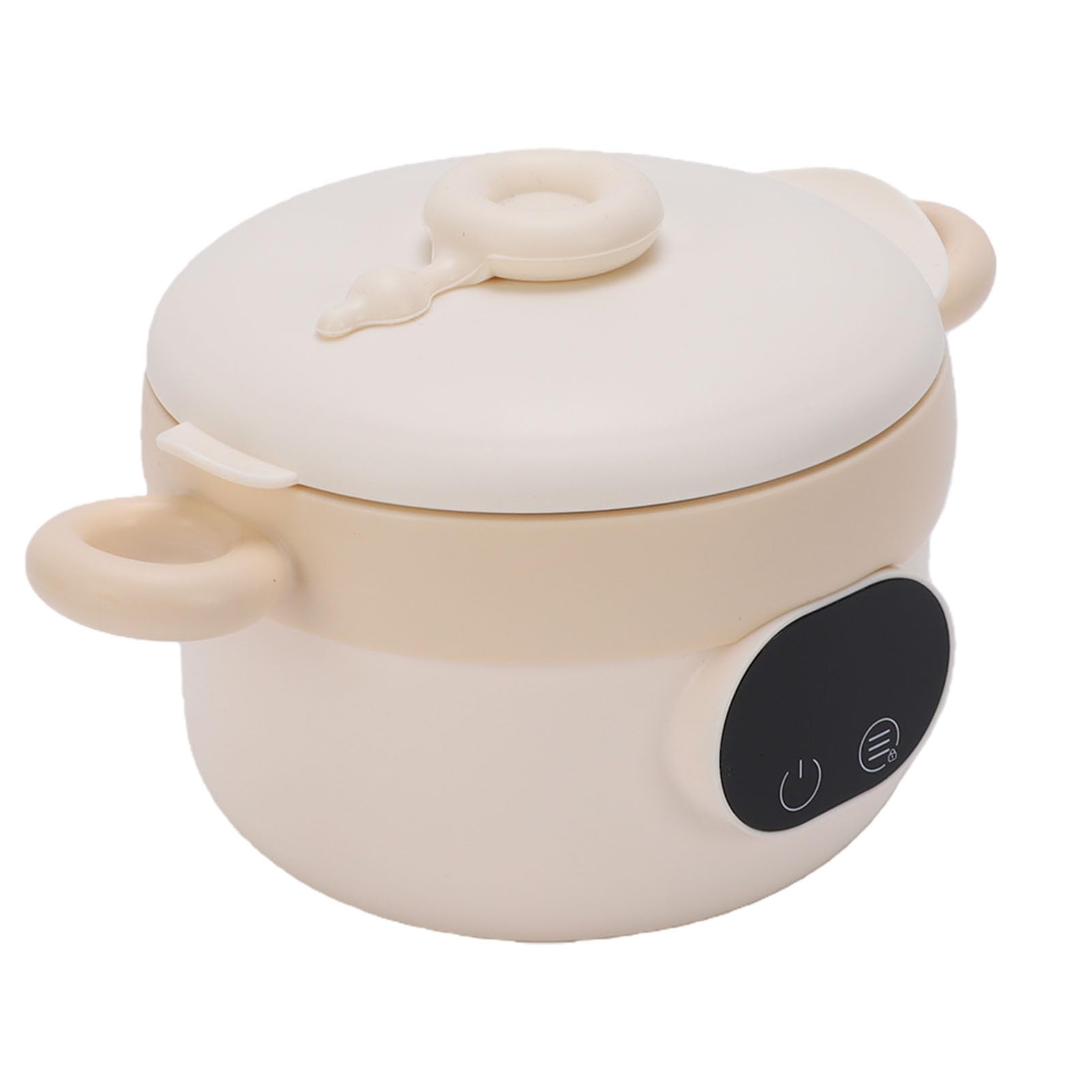 Scaldavivande Elettrico Ciotola Scaldavivande Ricaricabile in Acciaio Inossidabile da 470 Ml Isolato Senza Fili con Batteria da 3600 MAh per Pasti per Bambini (Color crema)