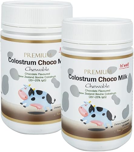 Hi Well Premium - Leche de choco de calostro alimentado con pasto 150 tabletas de calostro bovino de Nueva Zelanda