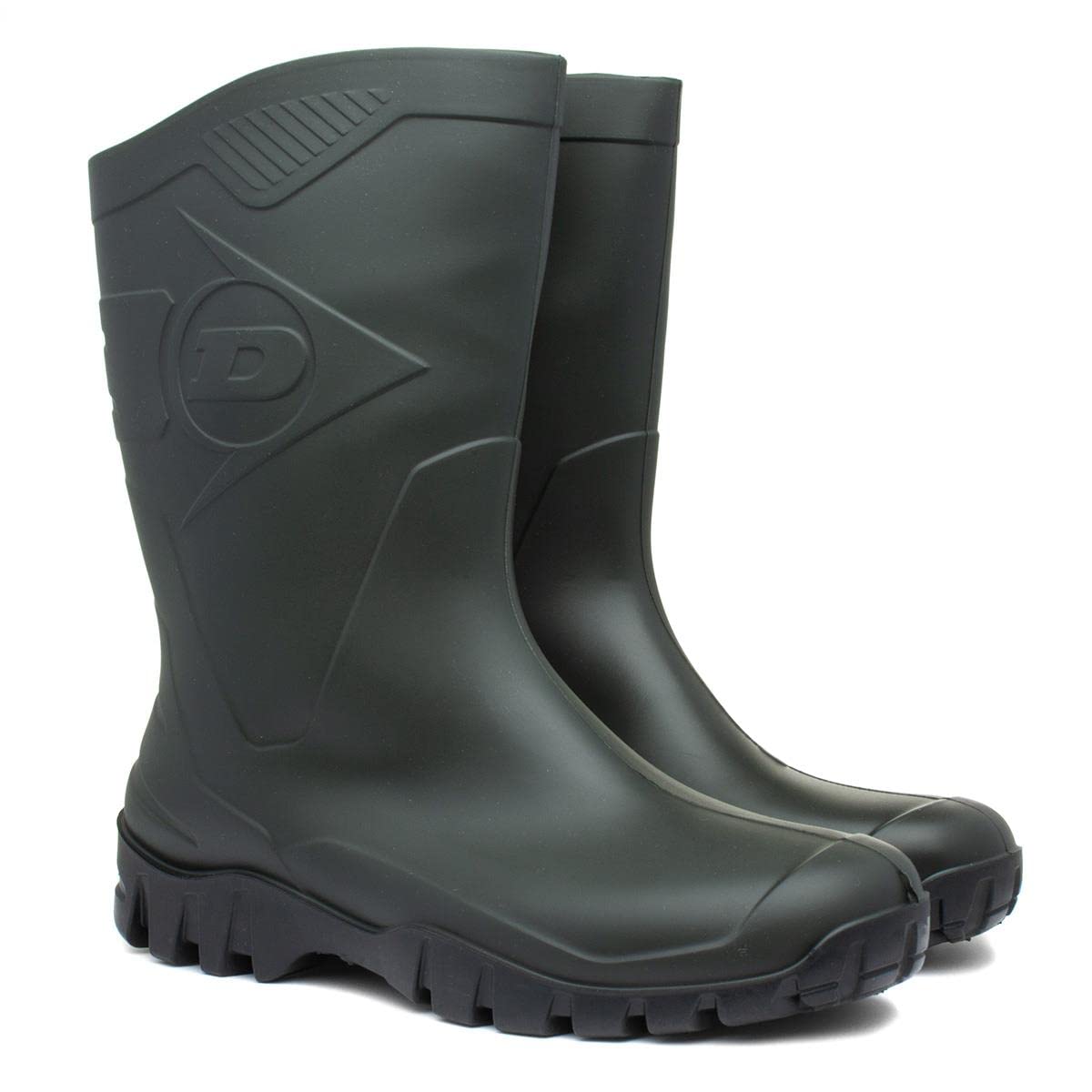 Dunlop Dee 21858-35225 - Stivali Wellington in gomma, unisex, altezza fino al polpaccio, colore verde, Verde (Dark Green), 39 EU
