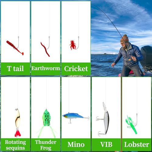 Fishing Lures Kit Tackle Kit - Selected Fishing Kit for Starter Freshwater Saltwater, Fishing Gear Lure Kit Gift for for Family
