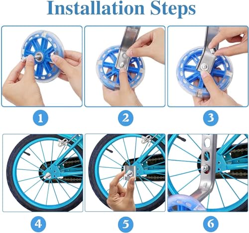 Stützräder, stützräder kinderfahrrad, Stützräder mit leuchtenden, Universal-Fahrrad Stützräder, 1 Paar Einstellbare Hilfsräder Sicherheitsstützräder, für 12 14 16 18 20 Zoll Kinderfahrrad, Blau