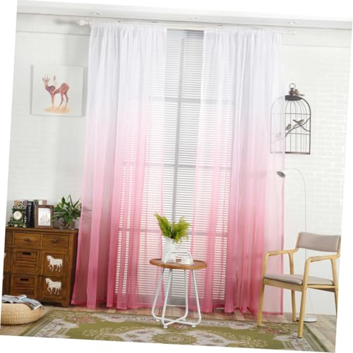 Mosquitera para ventanas DOITOOL rosa y cortina de gasa degradada 3