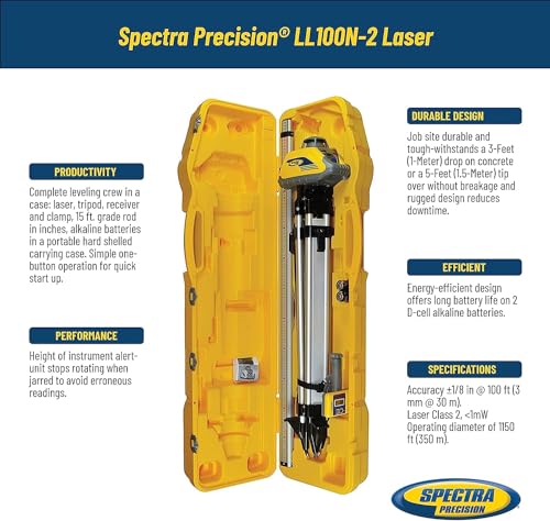 Spectra Precision LL100N-2 Laser Level Kit With Hr320 Receiver And Clamp thumb #1