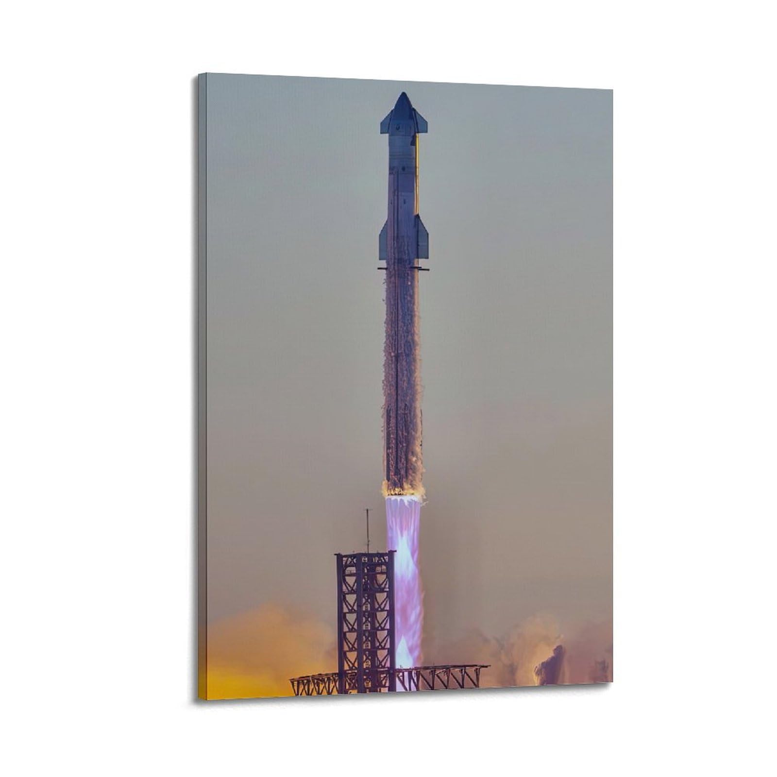 CMHOK Rocket Poster SpaceX Starship Launch Decorative Painting Canvas Art Picture 12x18inch(30x45cm)