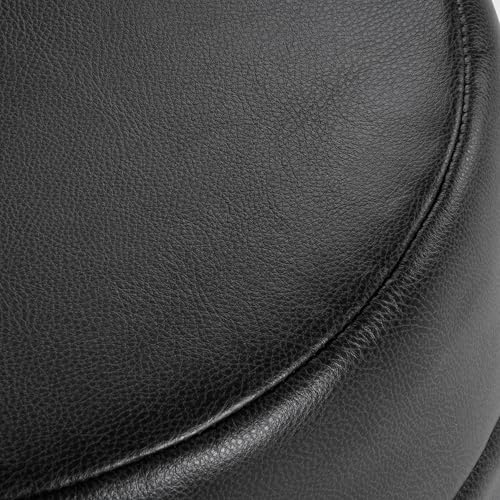Image of HomePop 18 inch Round Ottoman - Black Faux Leather