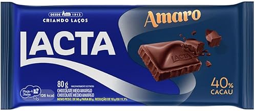 Tablete de Chocolate Meio Amargo Amaro 80g - Lacta