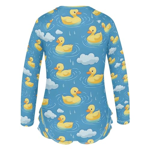 Yellow Ducks Swimming Rain Girls Long Sleeve Swimsuits One Piece Zipper Bathing Suit UPF 50+ Rashguard Swimwear3