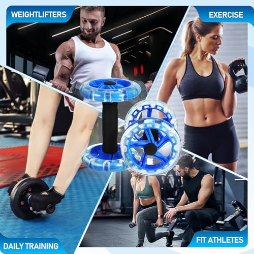 Rueda doble para abdominales BESTYASH azul con manijas antideslizantes 7