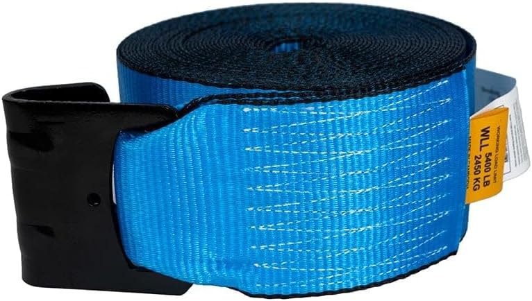 Mytee Products 4" x40' Heavy Duty Winch Straps with Flat Hook WLL# 5400 LBS - 4 Pack Flatbed Tie Down Truck Straps - 4 Inch Cargo Control for Flatbed Truck Utility Trailer (Blue)