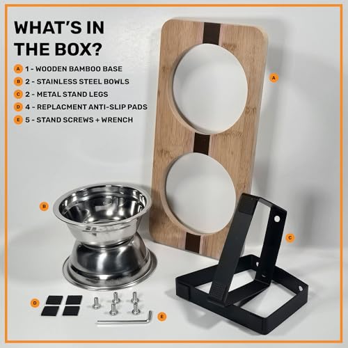 Elevated Cat Bowl Stand for Food and Water – Anti-Vomit Raised Feeding Station with Tilted Stand – Removable Stainless Steel Bowls, Anti Slip Bamboo Base, Dishes for Cats, Kitten, Small Dogs & Puppies - Image 6