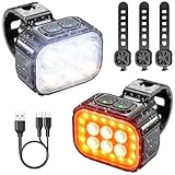 TattiOut 自転車 ライト【超小型 前後セット】充電式 type-c 防水IP65 usb 自転車ライト 後付け LED 明るい 1100mAh 350ルーメン 5つ点灯モード 盗難防止 PSE認証済 TO24BA001