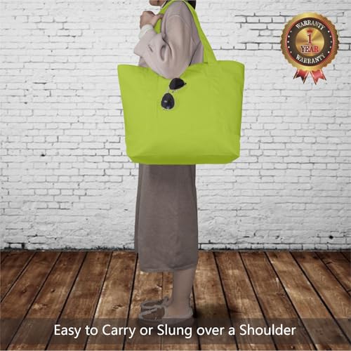 Image of TOPDesign 1-Pack Canvas Tote Bag with an External Pocket, Reusable Grocery Shopping Bag, Top Zipper Closure, Daily Essentials (Light Green)
