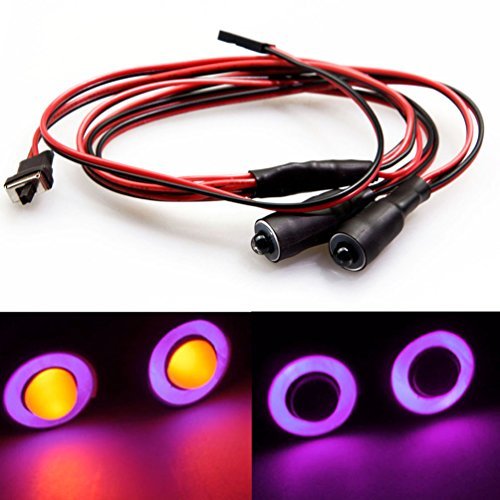 MOHERO 2 LEDs Angel Eyes & Demon Eyes LED Light Headlights/Taillight for 1/10 RC Model Crawler Cars Headlamps (Purple+Yellow, 10mm)